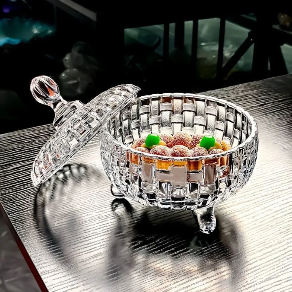 Food Storage Jar Glass European Style Candy Jar Dust-proof with Lid Halloween Candy Storage Box Colorful Fruit Bowl Party Nut