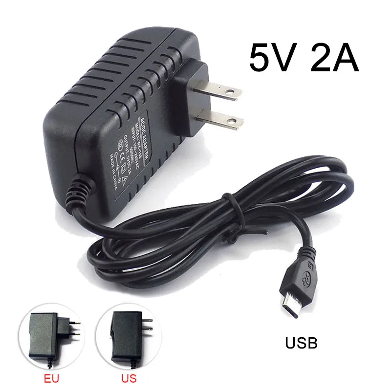 

Micro USB 5V 2A AC DC Power Adapter EU US Plug 100V~240V 2000mA Charger Supply For Raspberry Pi Zero Tablet PC