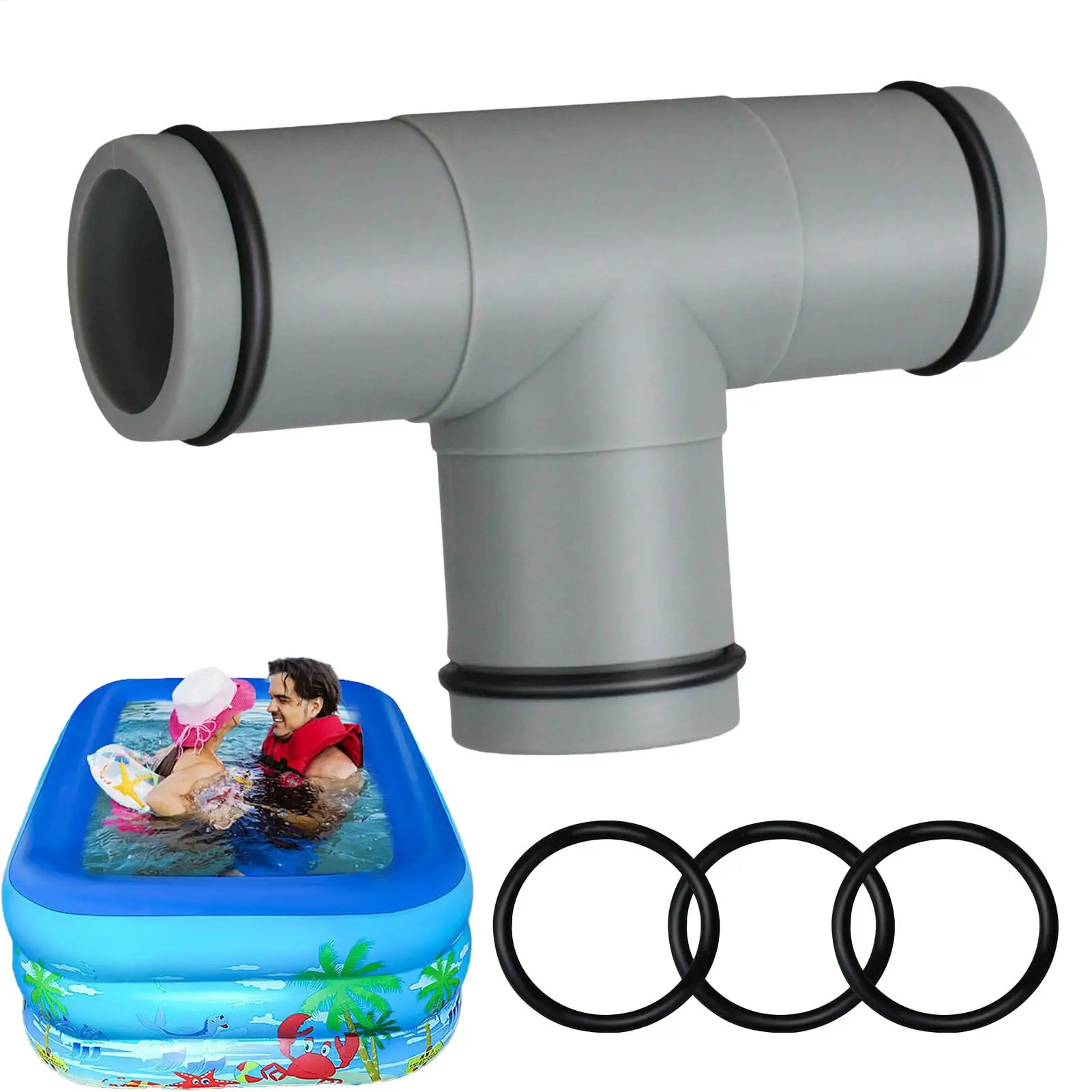Pool Hose Connector Two-Way Hose Coupling Gadget For 32mm Hose Replacement With Rubber O-Ring for Above Ground Swimming Pool
