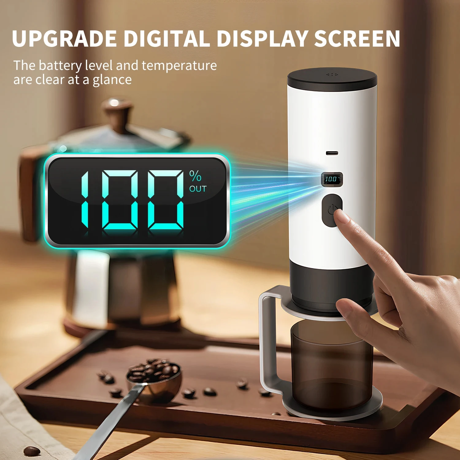Portable Wireless Charging Coffee Machine 15BAR Multi-function 3 in 1 Fully Automatic Heating Overflow Capsule Coffee Machine