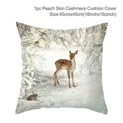 Festive Elk Christmas Decorative Cushion Cover - Peach Skin Pillowcase (7)