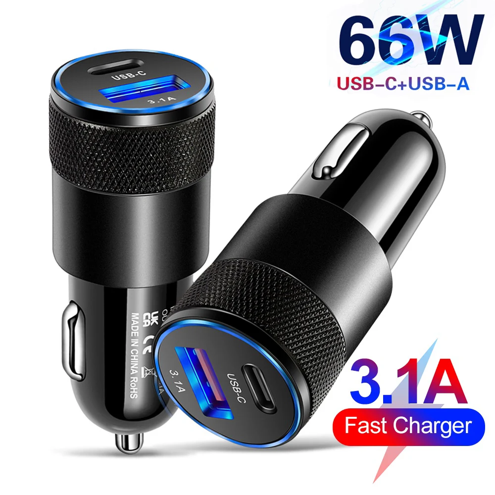 รูปสินค้า อะแดปเตอร์ชาร์จรถยนต์ USB-C 66W ชาร์จเร็ว