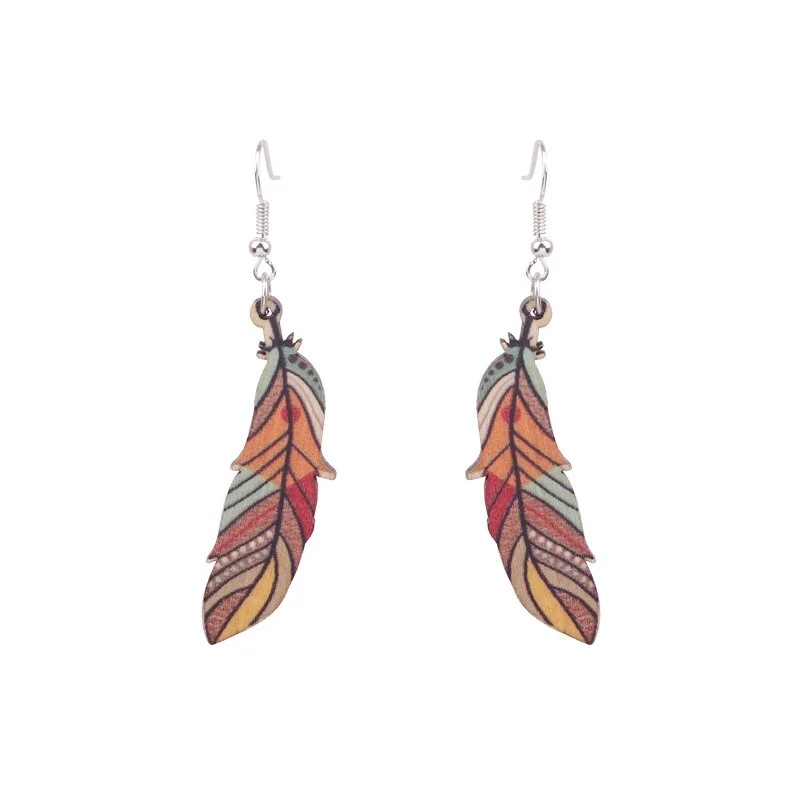 Vintage Leaf Earrings New Simple Texture Colorful Drop Dangle Hanging Earrings Boho Jewelry for Women Ethinc Indian Earrings
