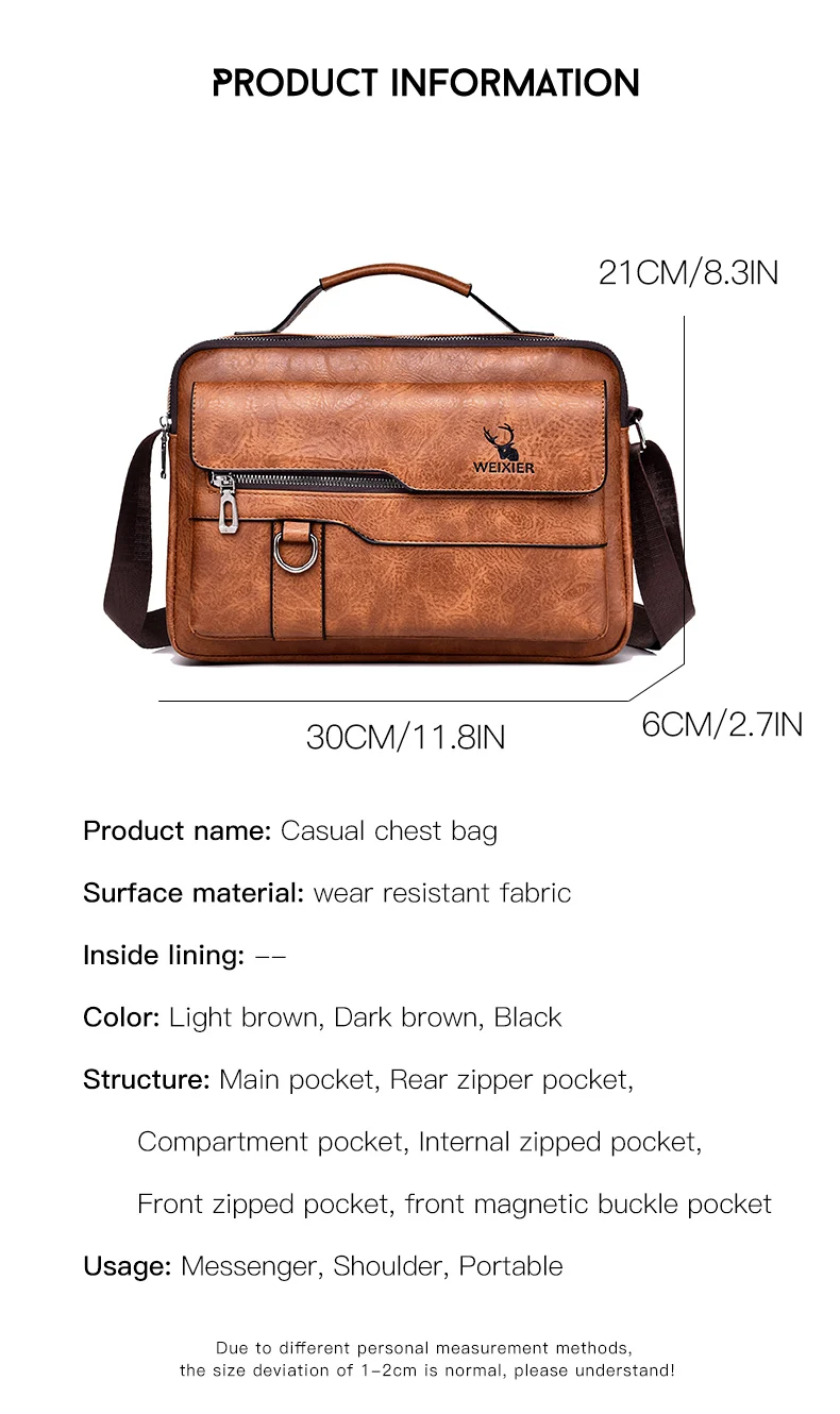 WEIXIER-Bolso de hombro cruzado multifunción