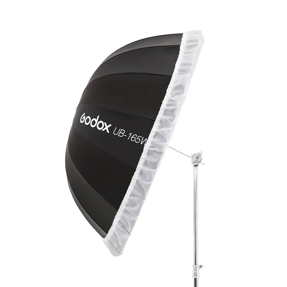 고독스 UB-165W 65인치(165cm) 파라볼릭 블랙 화이트 반사 우산 스튜디오 조명 우산 (블랙 실버 디퓨저 커버 천 포함)