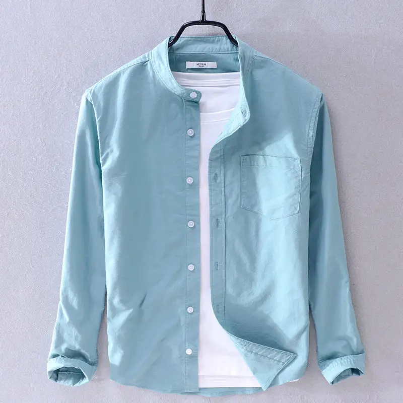 

Solid Color Button Up Shirt Men Clothing 2023 Fashion Long Sleeve Streetwear Size Spring and Autumn New Arrivals 2023 R38