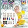 Wooden Wind Chimes Kids Craft Hedgehog Wind Chime Painting Set Painted Pendant Craft Set Handmade Butterfly Design Room Decor 4
