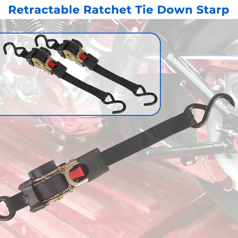 Auto Retractable Easy To Carry Ratchet Tie Down Starp S-hooks 25MMx2M Universal Tools Tie Down Belts With Automatic Rollup