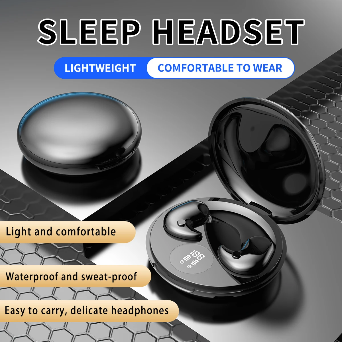 Waterproof Wireless Bluetooth Sleep Earbuds with HIFI Audio and Comfortable Fit