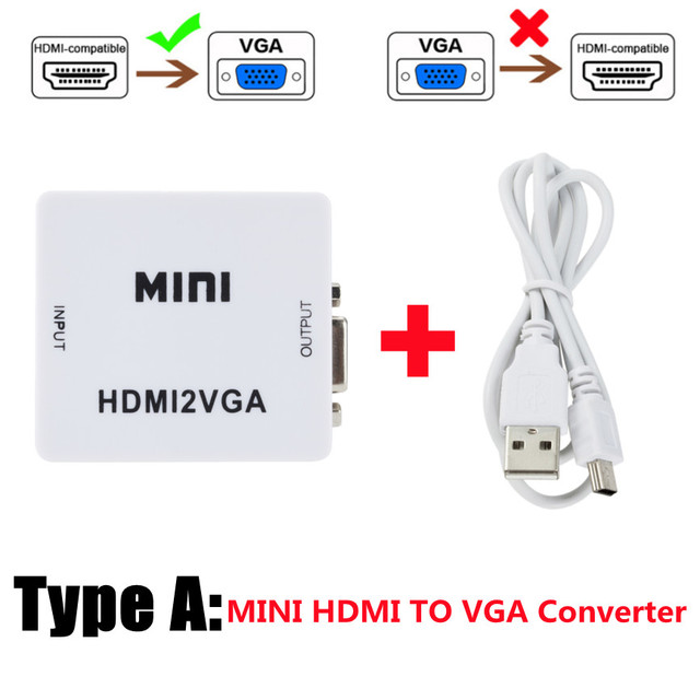 HDMI-Compatible To VGA Adapter for PS3 XBOX PC Laptop HDTV Projector DVD Switch VGA TO HDMI-Compatible Video Converter Box