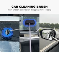 3 in 1 Car Window Cleaner Kit Extendable Long Handle Windshield Cleaning Tool Rotating Head Car Wash Tool Rearview Mirror Wiper 2