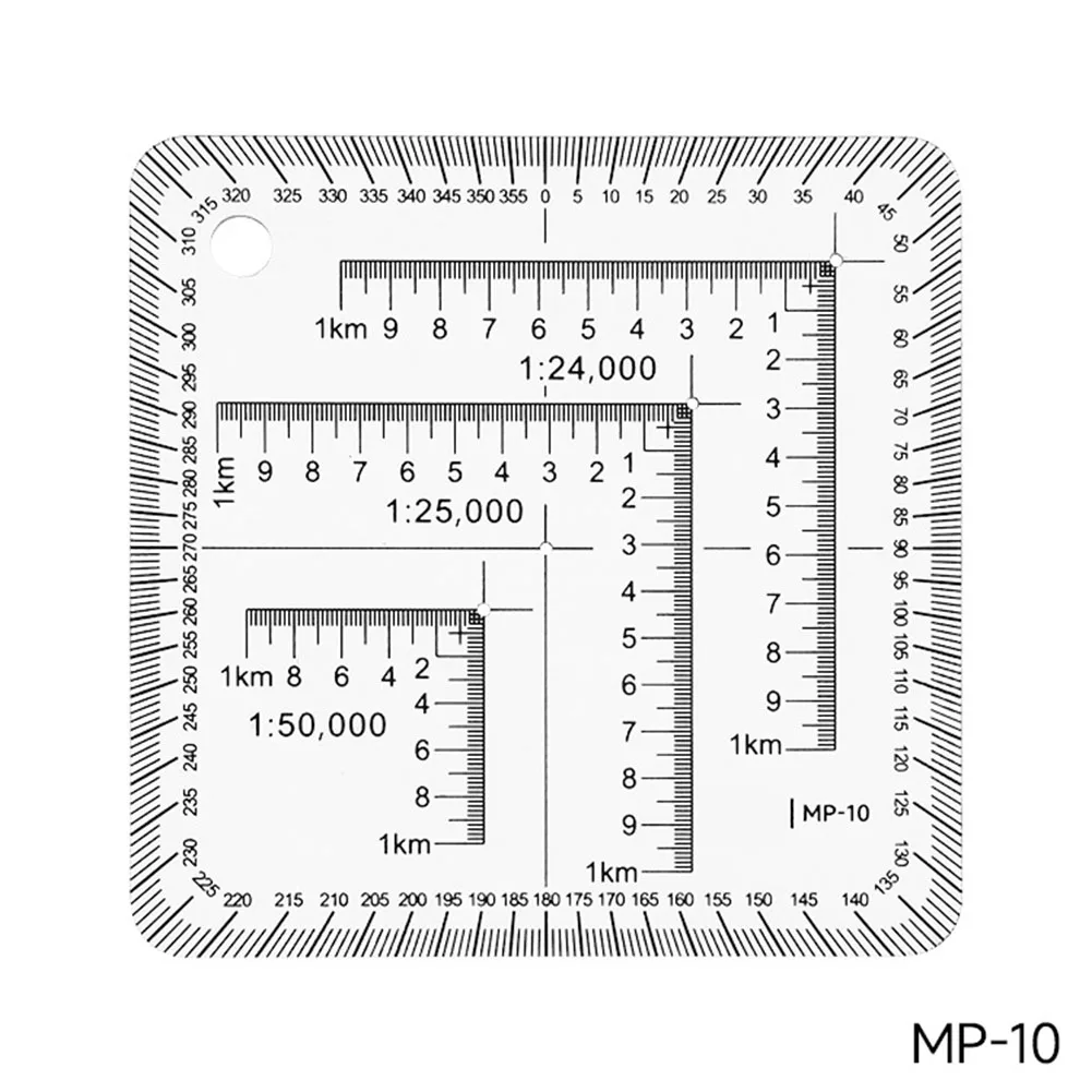 1pc Geographic Coordinate Ruler For Military-Style Transparent Topographical Map Scale Navigation-Military Protractor