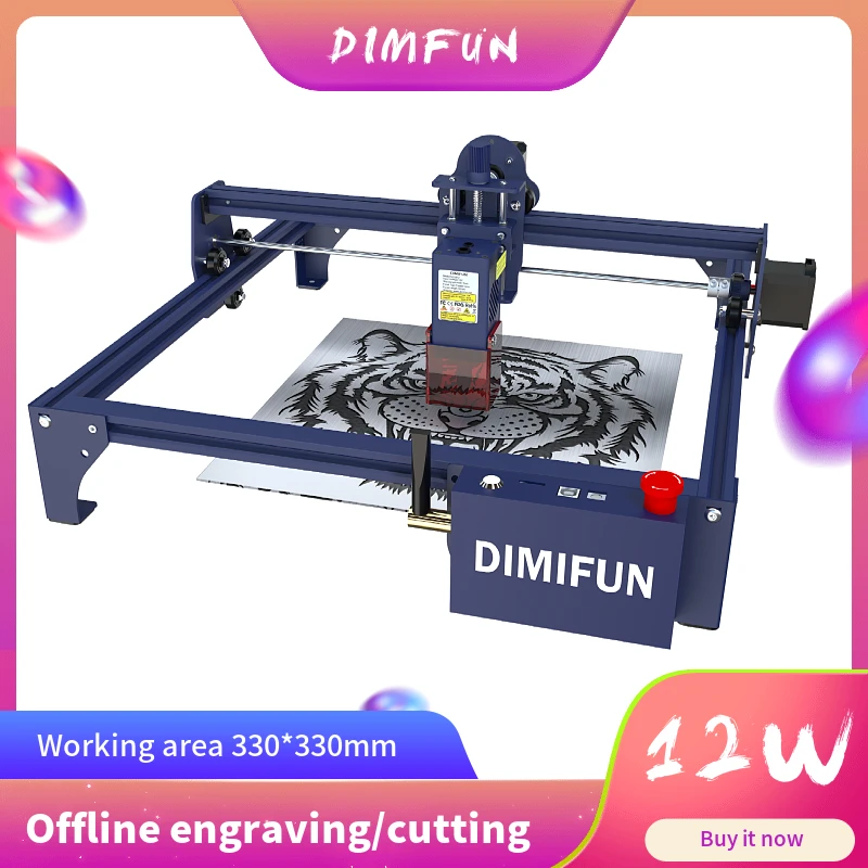 Wi-Fi Link APP Engraving and Cutting-DIMIFUN DM6 B12 12W Laser Engraving Machine for DIY Crafts