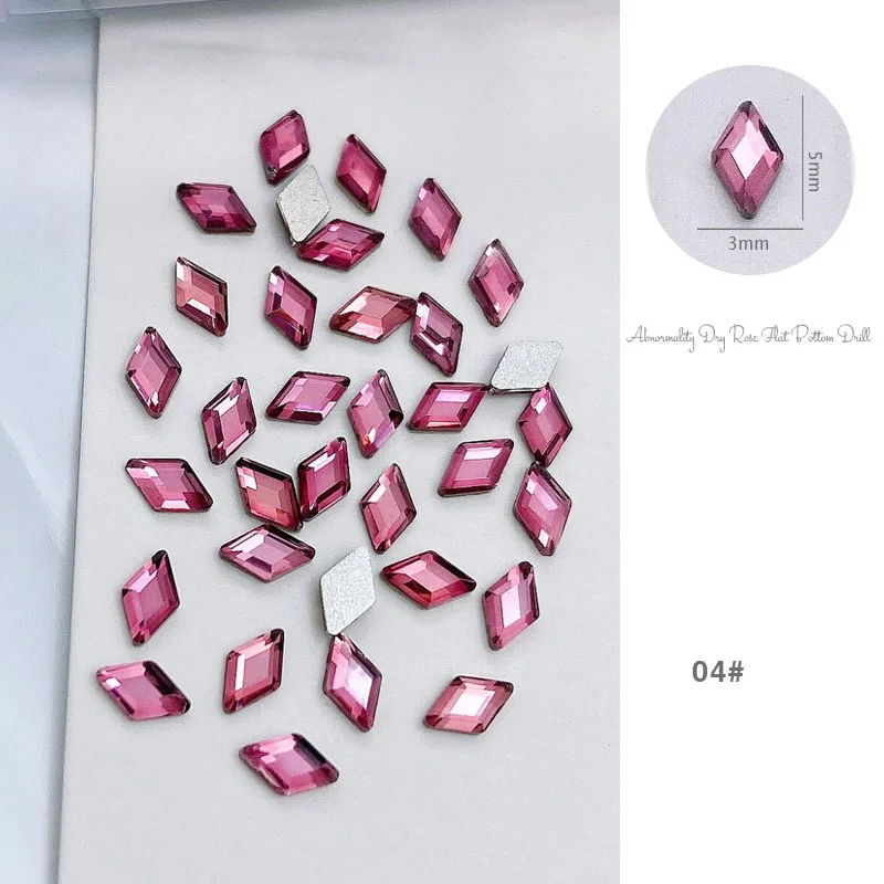 

50pcs Shape Rose Crystal AB Nail Art Rhinestones Flatback rhiney Glass Nail Stones Gems For 3D Nails DIY Manicure Decorations