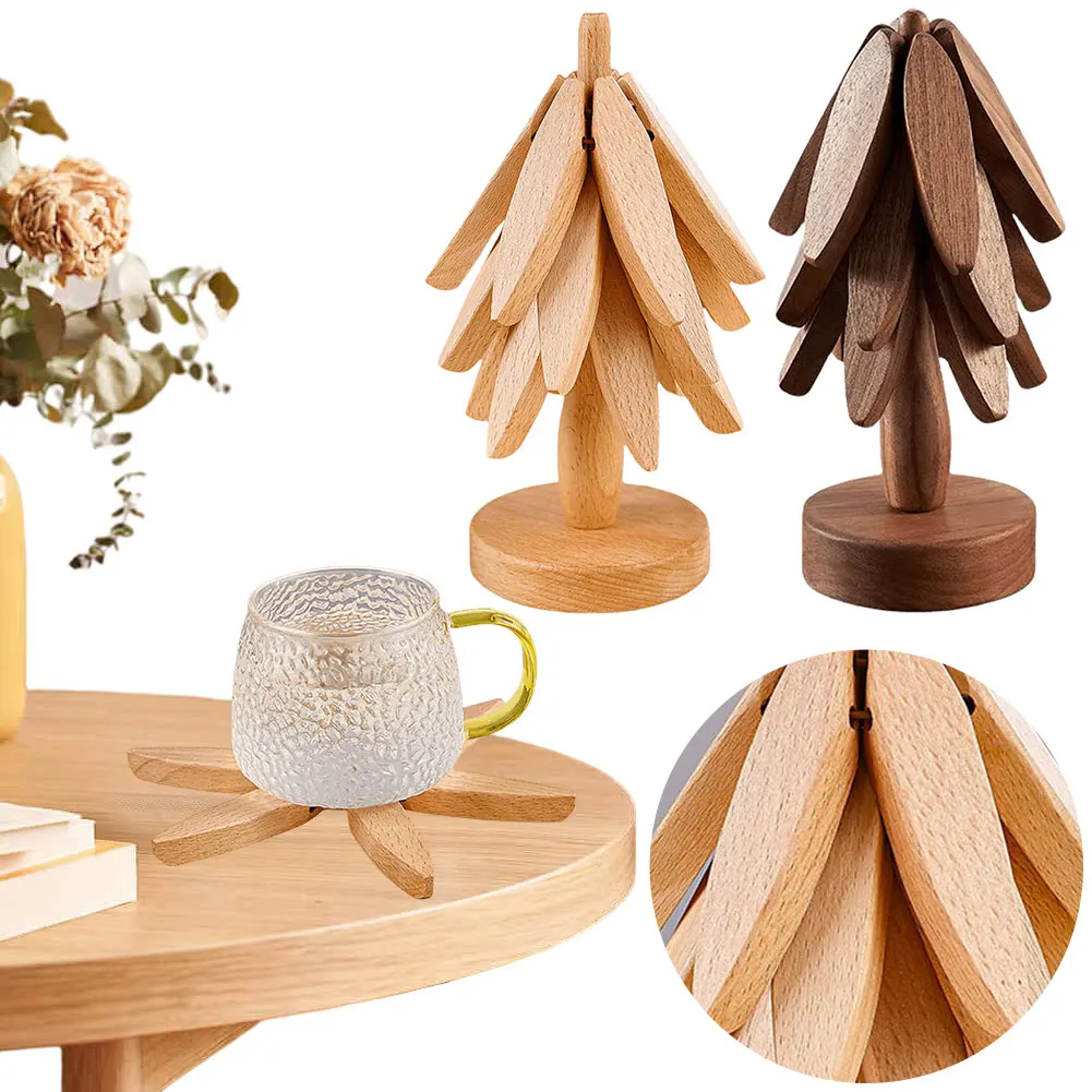 Description Picture 5 of itemTree Design Stand Wooden Trivets Decorative Anti Scald Heat Resistant Table Mat Heat Insulated Pad for Teapot Hot Pots