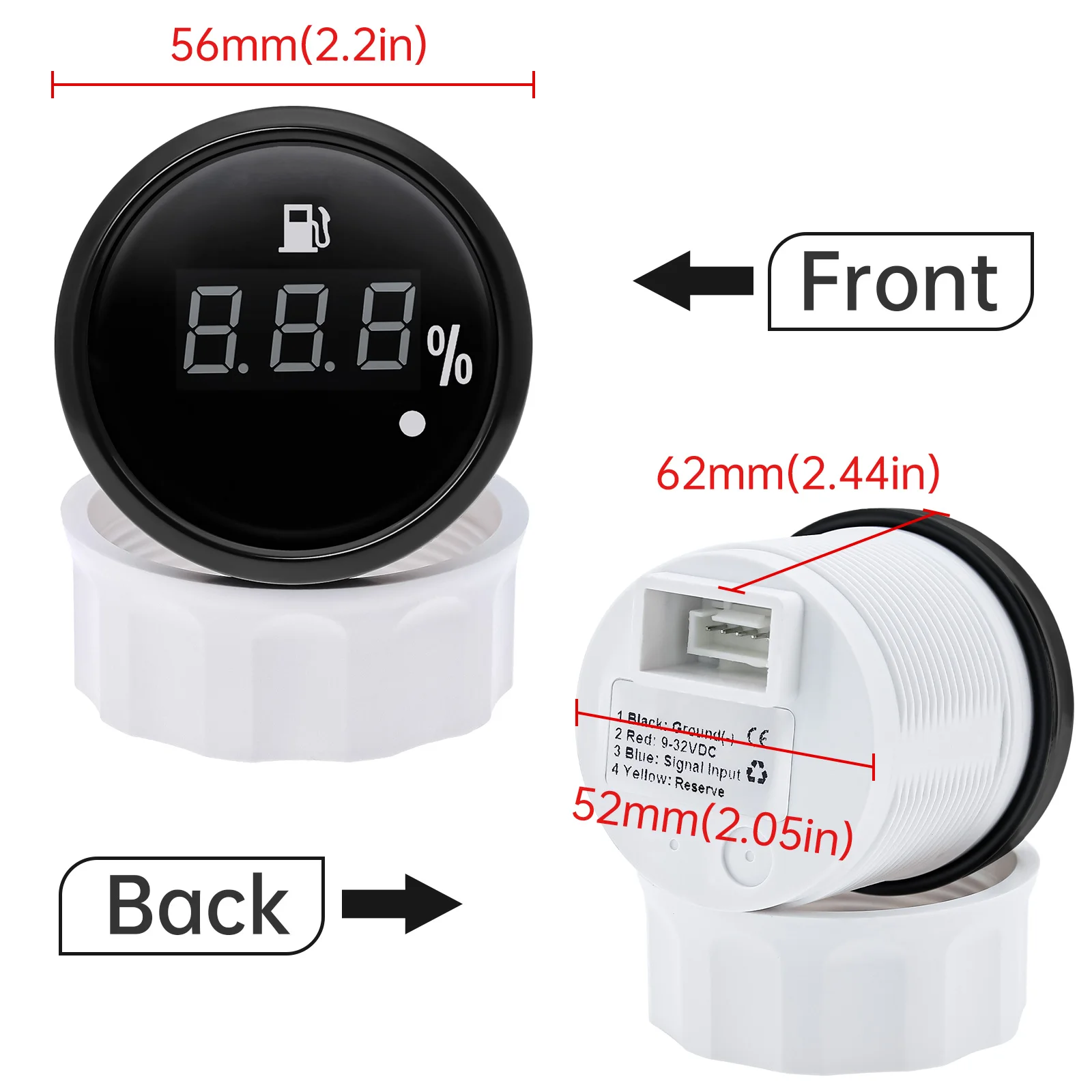 범용 100-550MM 연료 레벨 센서 2 52mm 0 190 Ohm 디지털 방수 연료 탱크 레벨 게이지 (빨간색 경고등 자동차 포함)