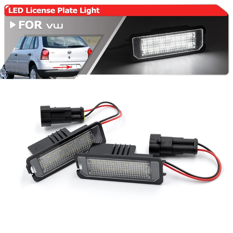 Fits For VW GOL 2004-2010 Fox EU 2005-2012 Saveiro 2005-2013 Error Free White SMD White Rear Led License Plate Lights Tag Lamps 1