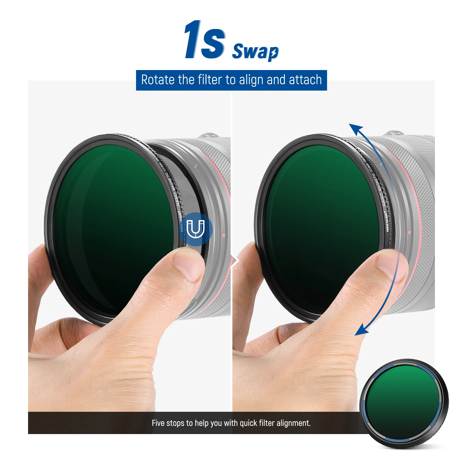 Magnetic Variable ND Filter ND2-32 with Magnetic Adapter Ring HD Adjustable Neut