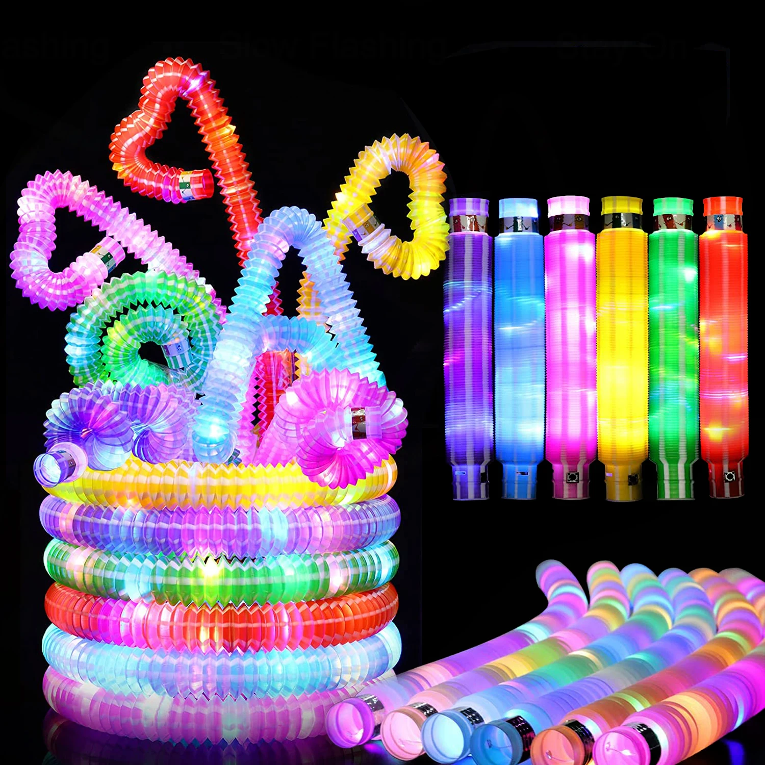 10/15/30/50/100 Pcs LED Bracelets Glow Bangle Light Up Wristbands