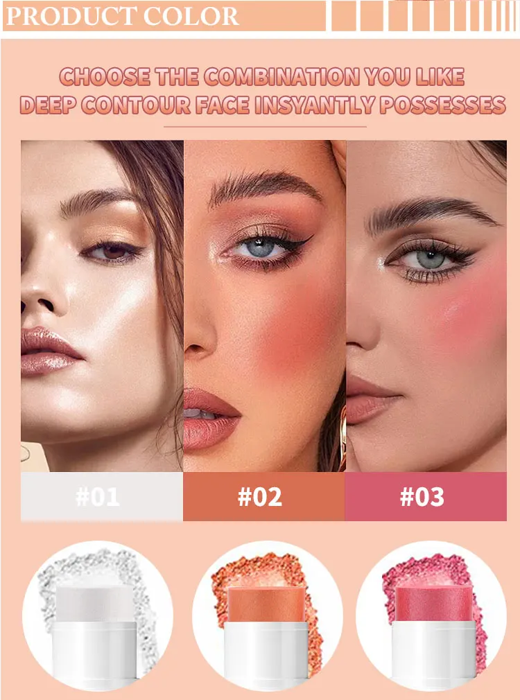 Description Picture 5 of itemLazy highlighter,sun-bleached rouge,pearlescent blush,blush stick,single-color matte blush,easy to color,durable and waterproof