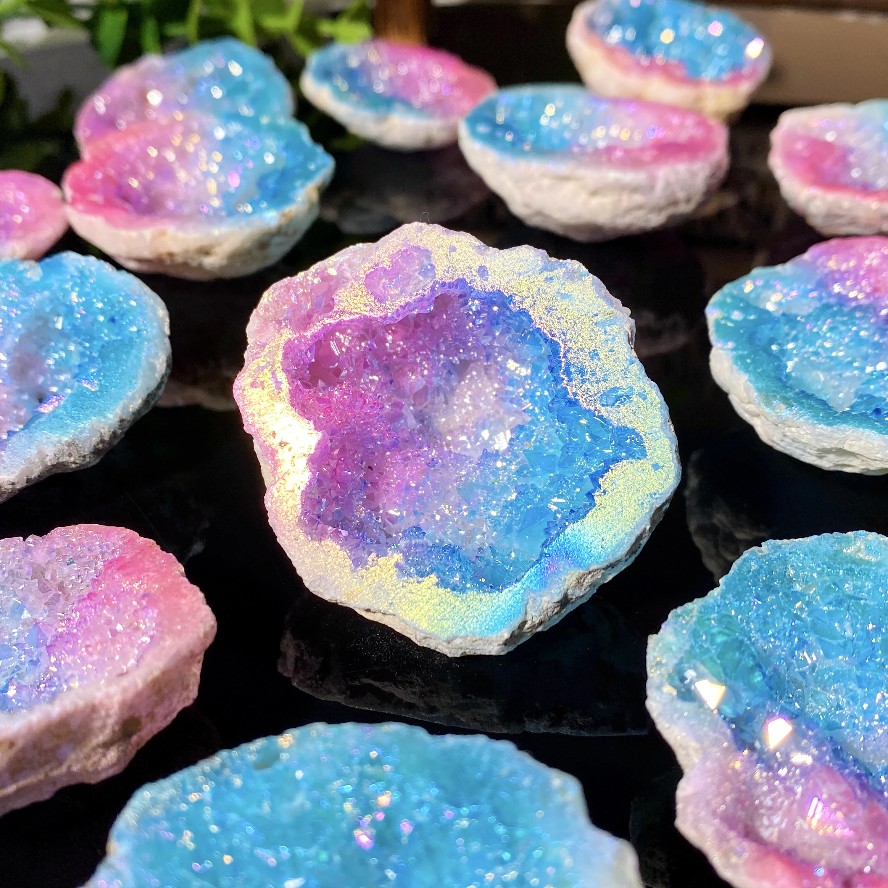 Natural Quartz Crystal Rainbow Titanium Cluster VUG Mineral Specimen Healing DIY - Foto 7