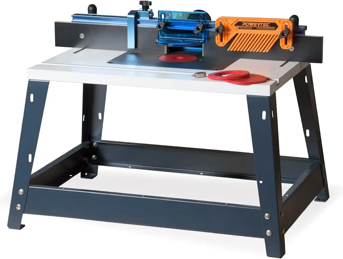 

71402 Bench Top Router Table and Fence Set, with 24” x 16” Laminated MDF Top, 2-1/2” Dust Collection Port and Featherboard