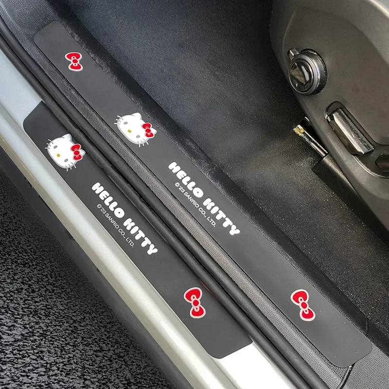 

4pcs Sanrio Car Door Sill Anti-Scratch Protection Sticker Car Door Pedal Anti-Tread Seamless Rubber Strip Hellokitty Trunk