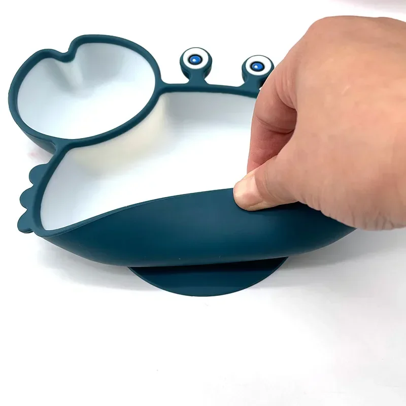 Baby Safe Silicone Dining Plate Suction Cartoon Children Dishes Feeding Toddler Training Tableware Crab Kids Bowl
