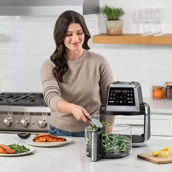 7-Qt Digital Air Fryer with 10 Presets for Healthy Cooking at Home - Non-Toxic Stainless Steel Basket Compact Fry 'N Fold Desig 3