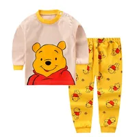 New Cartoon Home Clothing Sets 1-4Age Kids Cute Early Autumn Costume Baby Girls Cotton Two Piece Suit Infant Tops+Pants Outfits