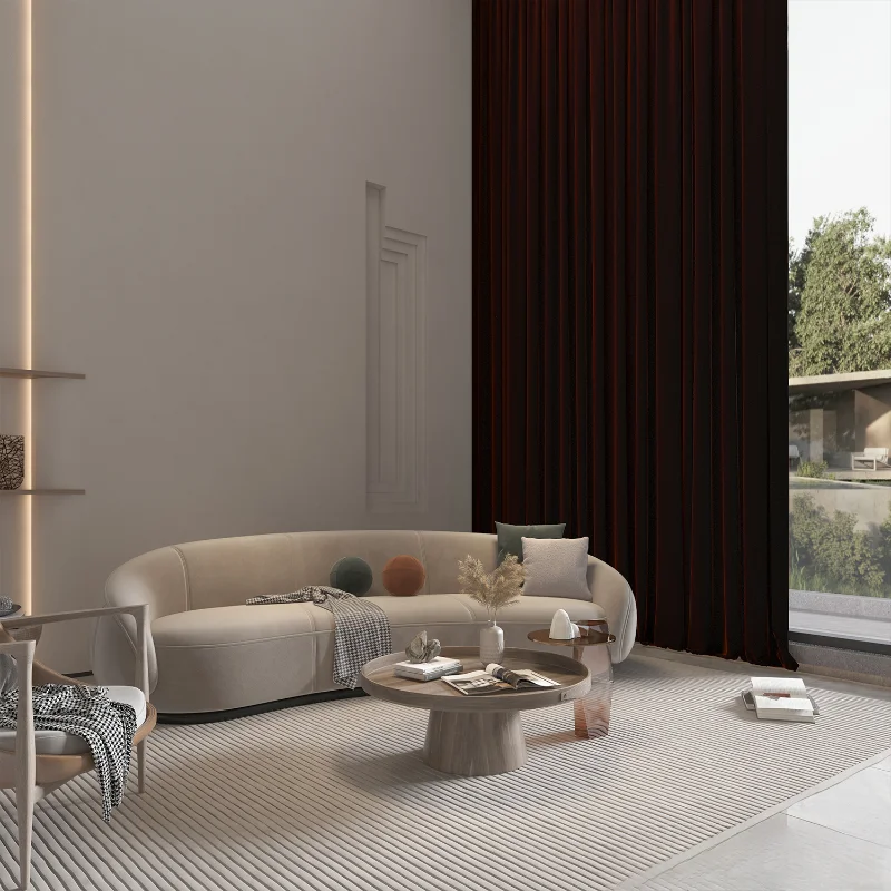 High End French Drama Screen Red Window Curtains Light Luxury Velvet 2024 Popular Curtains for Bedroom Decoration Warm Curtains 2