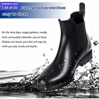 Crestar Women Fashion Chelsea Rain Boots Basic Shiny Ankle Boots Waterproof Shoes with Elastic Band Non-slip Comfortable Boots - Image 5