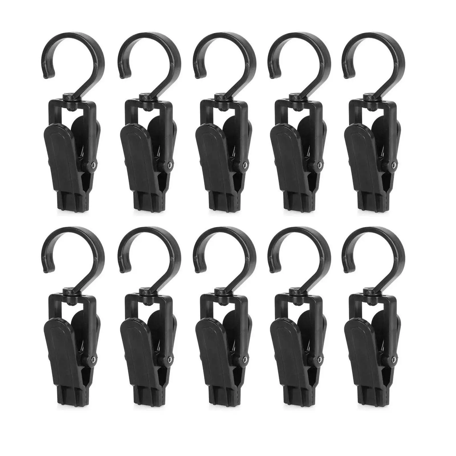 

10pcs Strong Plastic Swivel Hanging Hooks Home Curtain Clothes Clips Pins Beach Towel Clips Quilt Drying Fixing Windproof Clip