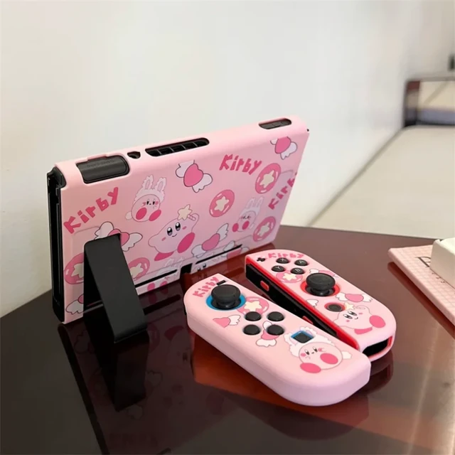 Kirby-funda protectora transparente para consola de juegos Nintendo Switch,  carcasa transparente de TPU, Marco bonito, accesorios para mujer