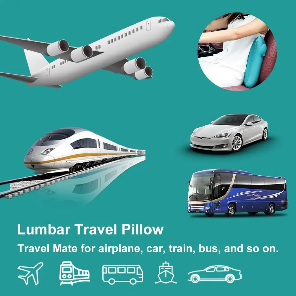 Aufblasbares Reise-Still-Taillenkissen, aufblasbares Lendenwirbel-Körper-Rückenstützkissen für Flugzeug, lange Flugreise, Reise-Flugzeug – Detail 5