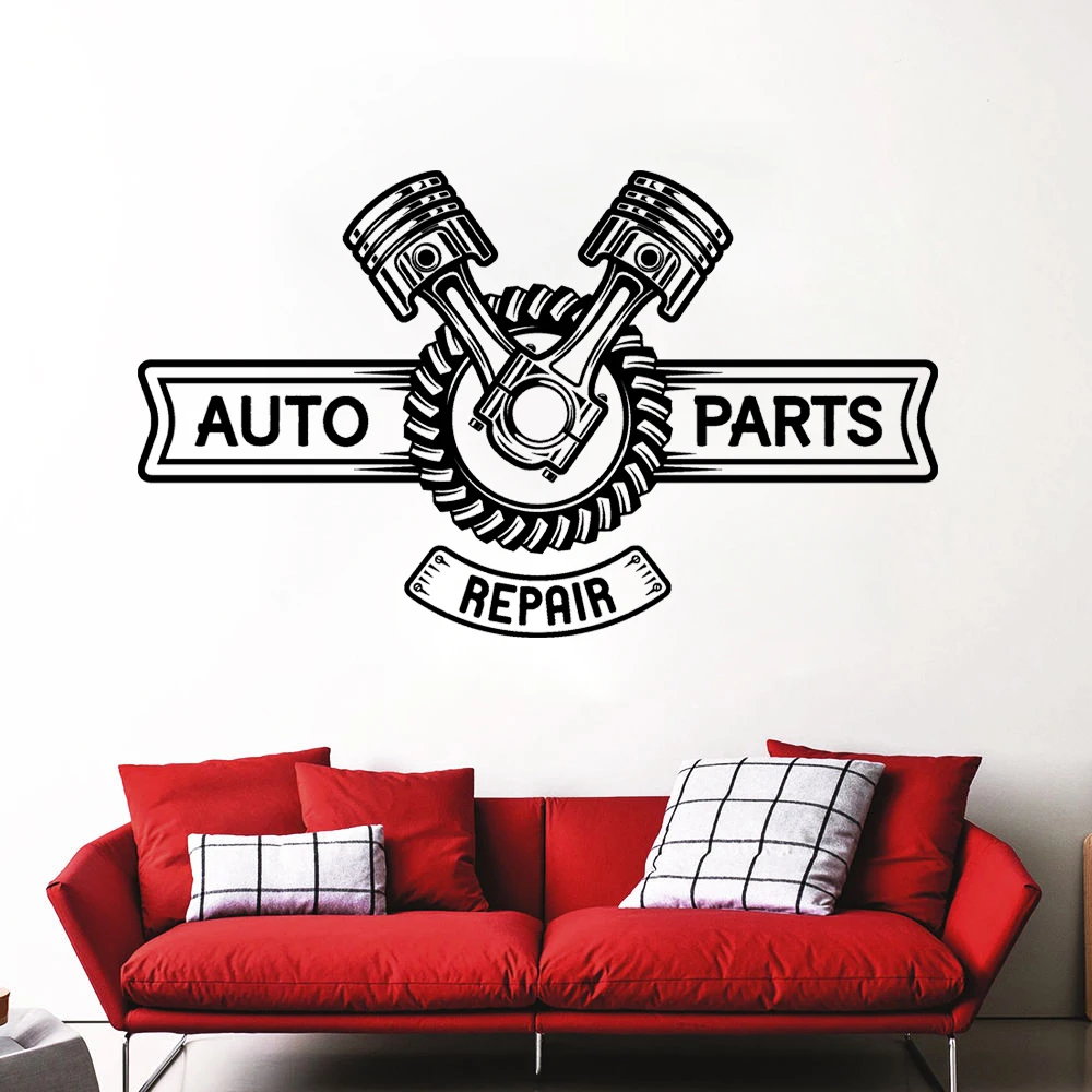 

Repair Service Auto Parts Repair Wall Stickers Vinyl Decals For Motor Car Vehicle Shop Part Car Garage Decor Murals DW14521