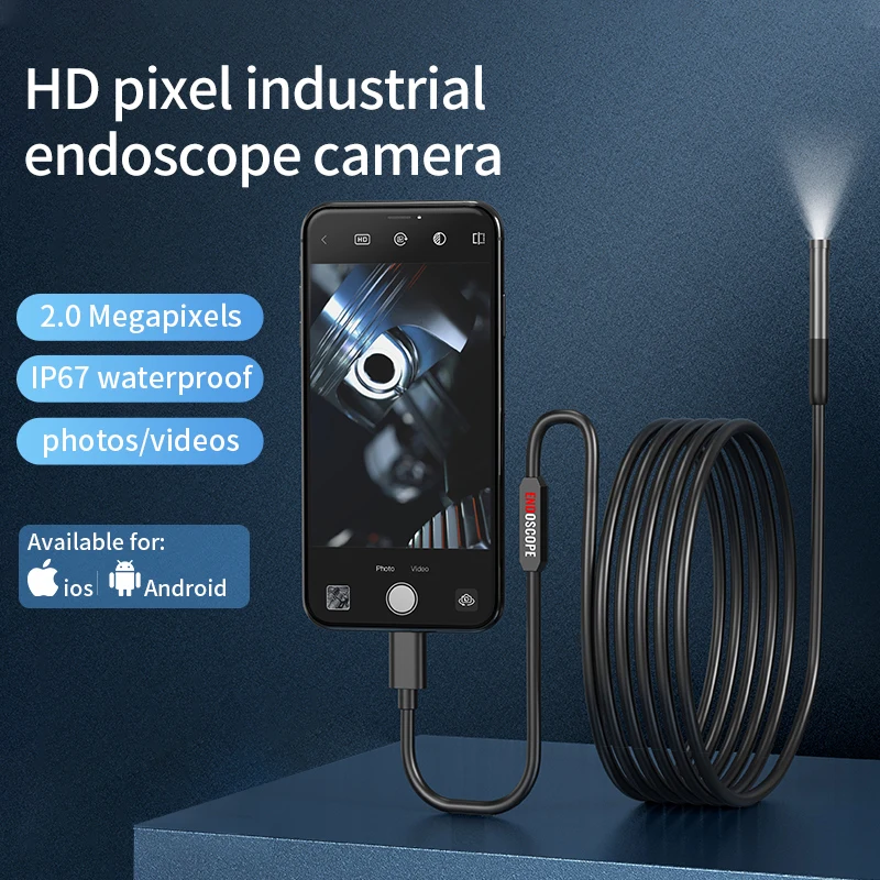 Caméra endoscopique USB 2mp Compatible Android IOS, outil d'inspection de  Pipeline à fil dur, appareil endoscopique