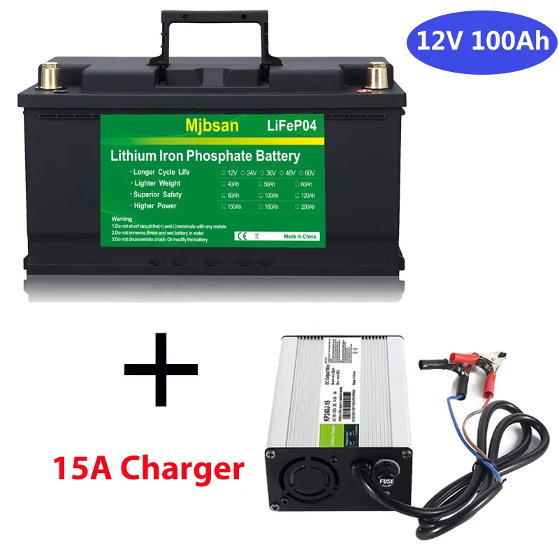Mjbsan 12v 100ah lifepo4 batterie mit lagerät über 5000 tiefe zyklen eingebaute 100a bms
