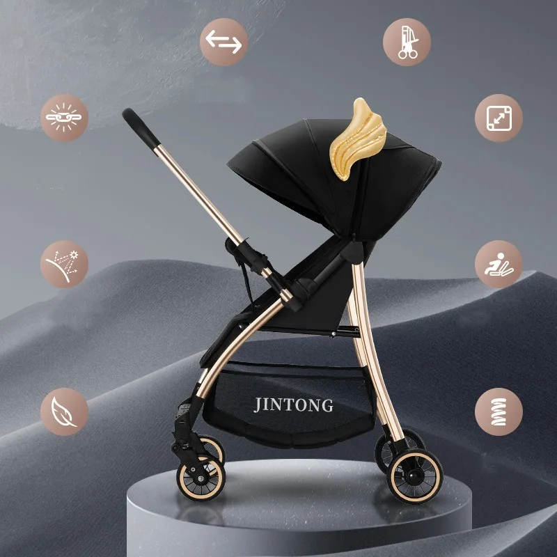 Baby Portable Stroller Stroller Light One-button Travel Portable Pram Infant Trolley Folding High-view Baby