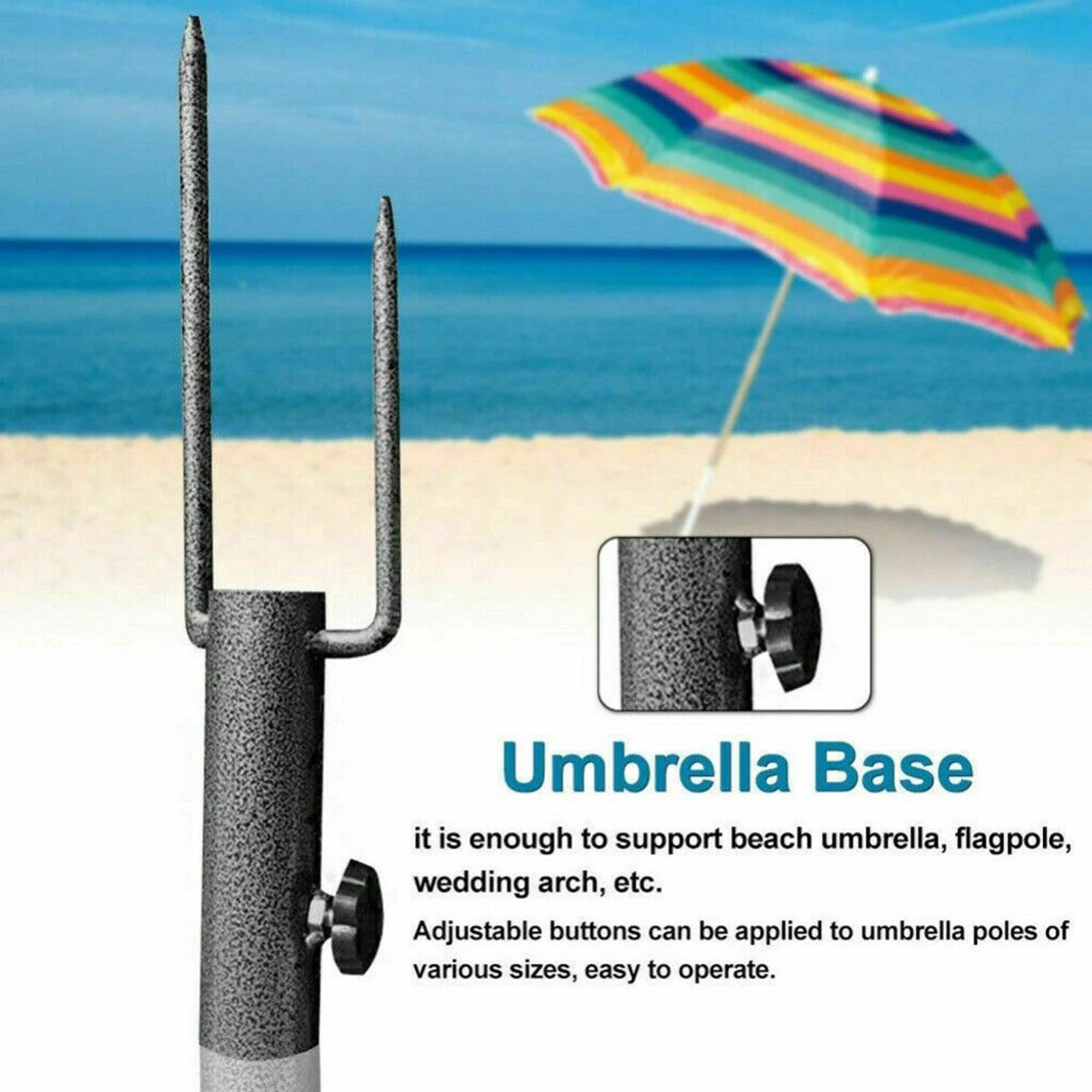 Sun Beach Umbrella Stand Garden Lawn Patio Parasol Ground Anchor Metal Spike Holder Garden Supplies Accessories