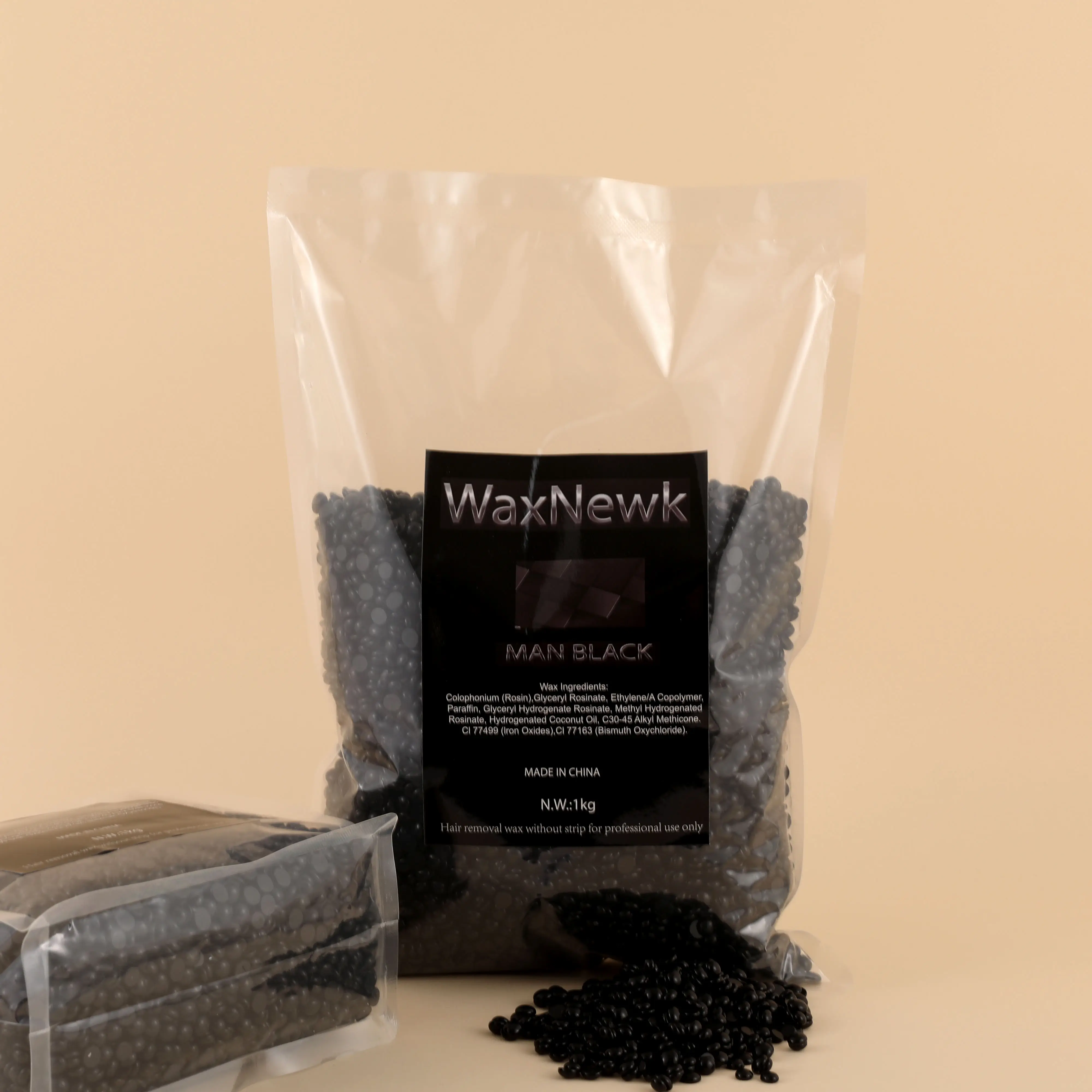 WaxNewK man black wax 1kg waxing depilatory face body thick coarse painless hair removal dry fast depilatory wax beans