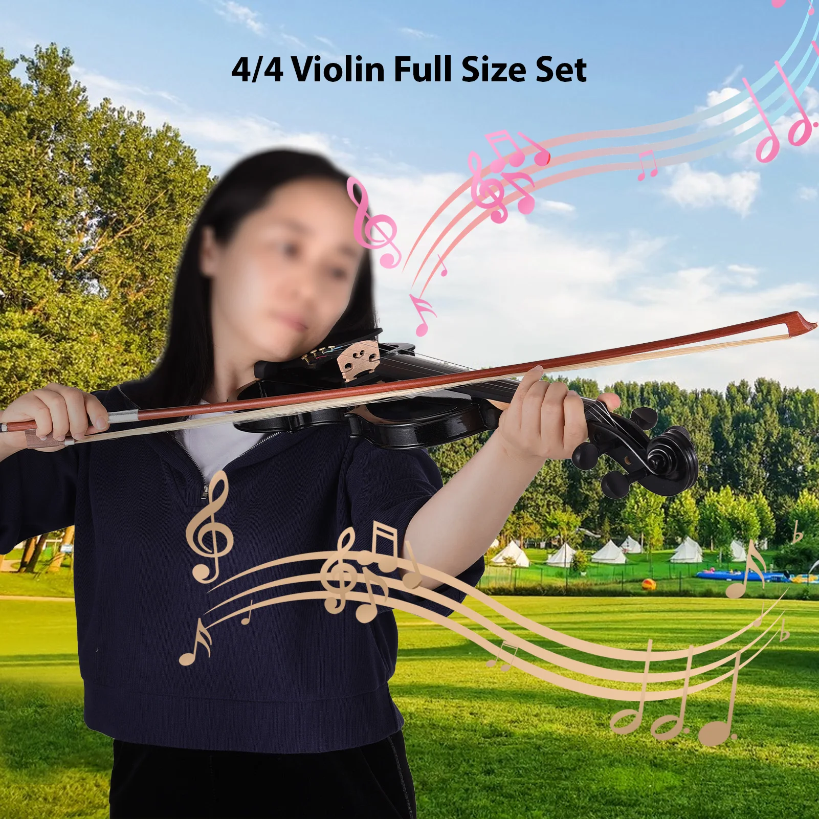 4/4 Violin Full Size Set Professional Silent Electric Violin for Beginner Student School Learners Electric with Hard Case
