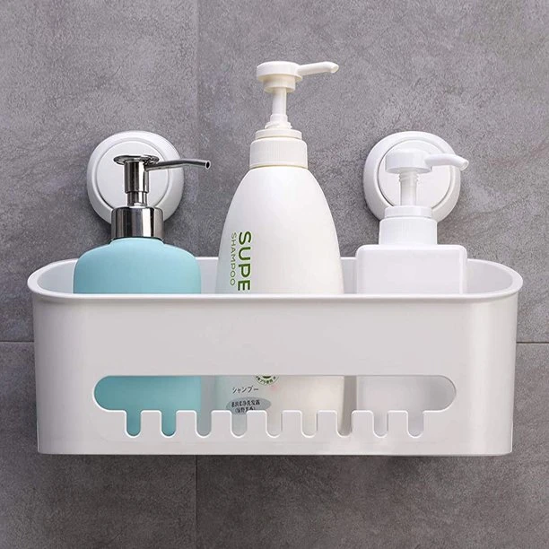 Good Quality Suction Cup 1 - 3 Tier No Drill ABS Plastic White Bathroom  Wall Shelf Shower