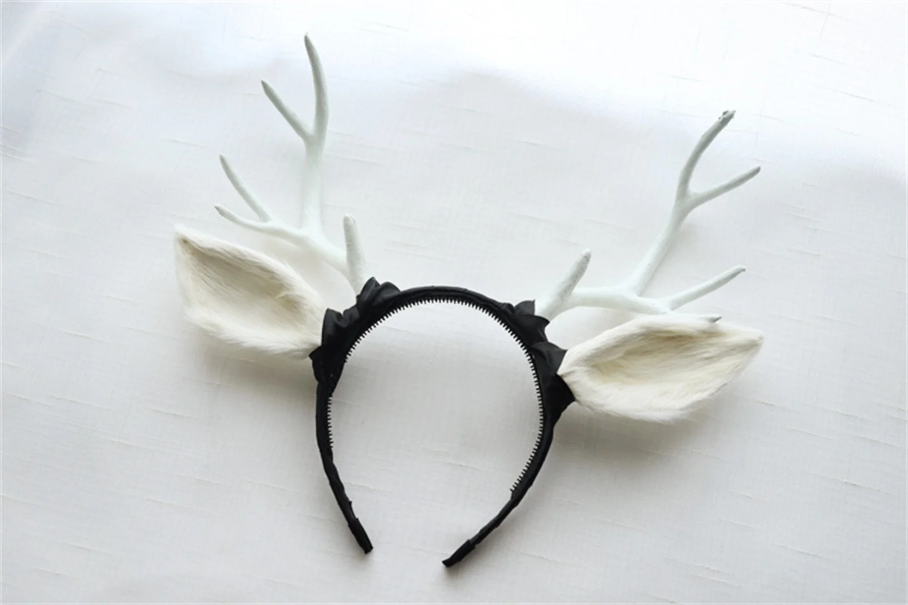 Cute Pastoral Style Cosplay Lolita Kawaii Girl Headgear Christmas Forest Elk Antler Plush Ears Birthday Party Gift Headgear