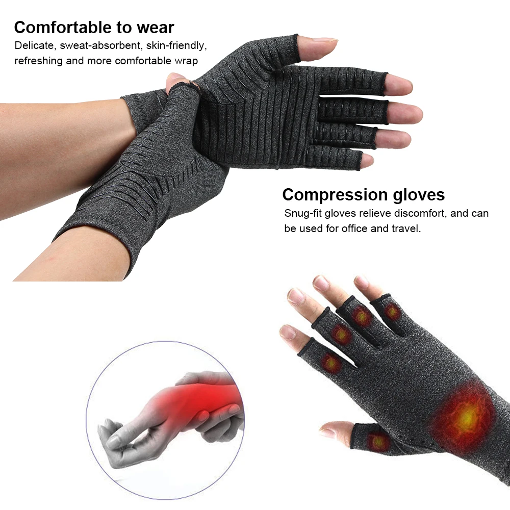 Arthritis Compression Gloves For Women & Men - Fingerless Breathable Gloves For Pain & Swelling Relief