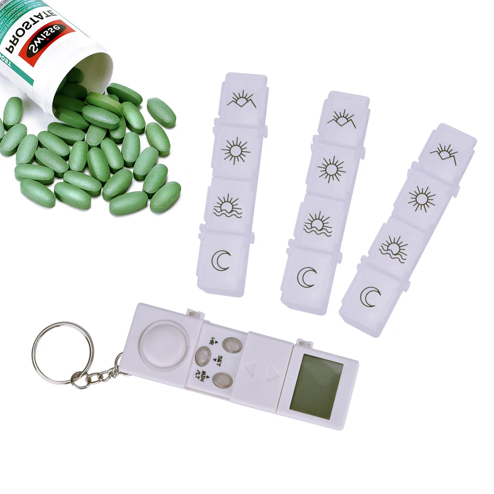 Detachable Medicine Box 7 Day Weekly 28 Grids Pill Cases Electric Timer Alarm Clock Reminder Pill Organizer Splitter