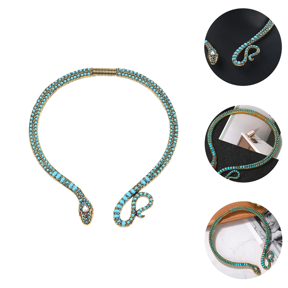 

Diamond Snake Necklace Choker Women Alloy Snake-shaped False Collar Animal Chain (copper) Decoration Jewelry Miss