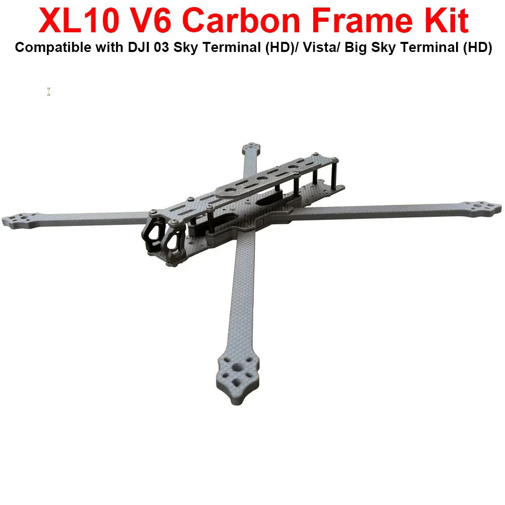 XL10 V6 10'' 420mm Wheelbase super Long Range HD True-X Carbon Frame Kit for O3 Air Unit CADDX Vista HD VTX iFlight Drone Parts thumbnail 6