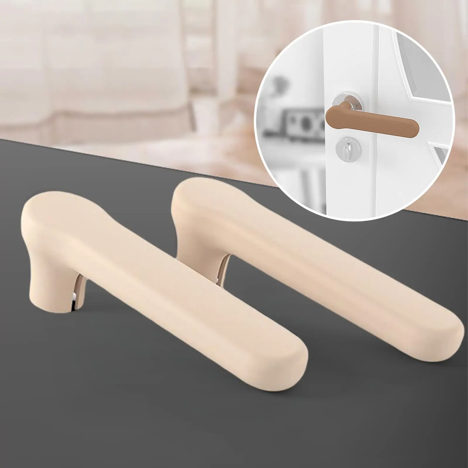 2Pcs Door Handle Cover Silicone Sleeve Door Knob Cover Noiseless Anti Collision Protector Gloves Anti Static Door Handle Guard