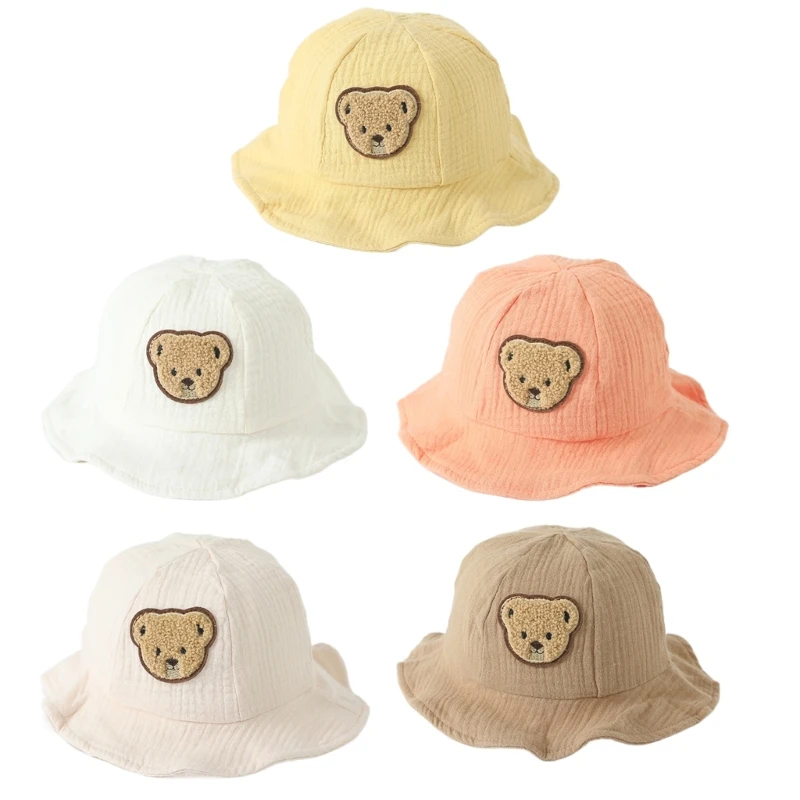 

67JC Kid Sunshade Hat Lightweight & Durable Cartoon Bear Child Fisherman Hat Perfect for SUNNY Days & Playtimes 3-16 Months